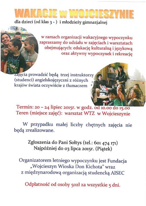 WOJCIESZYN. Zapraszają na „Wiejskie Wakacje”