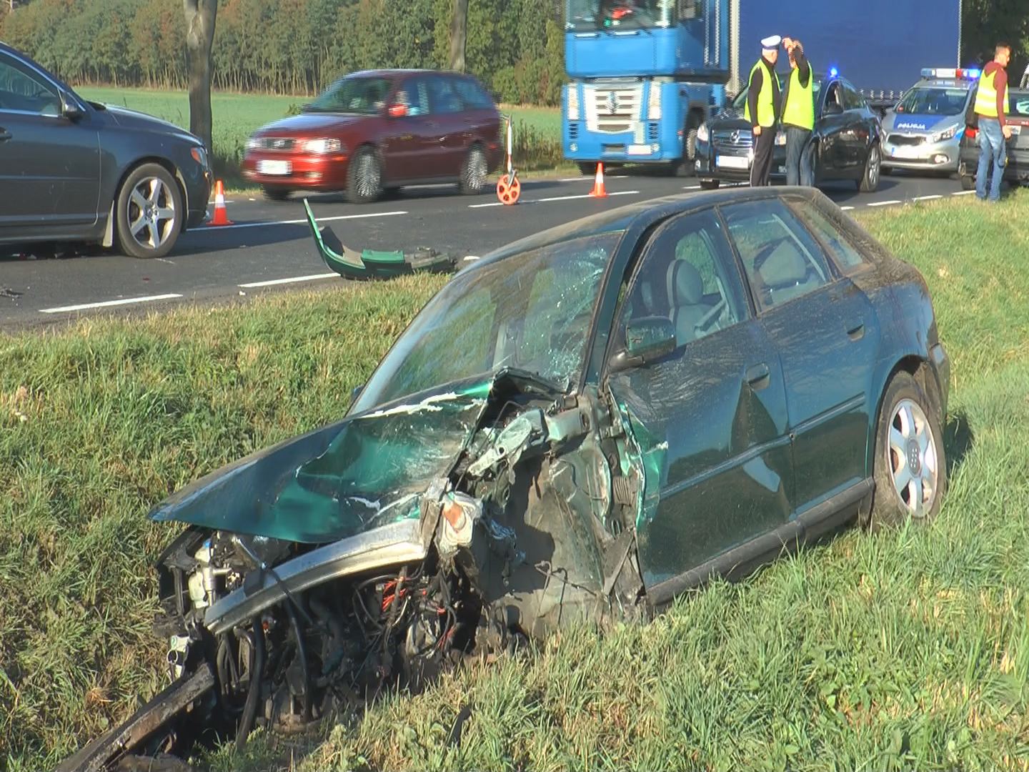 LUBIN. Poranny karambol za Osiekiem (wideo)
