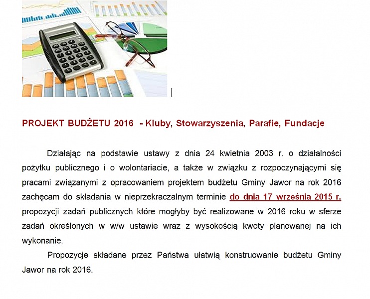 JAWOR. Planują budżet i czekają na propozycje