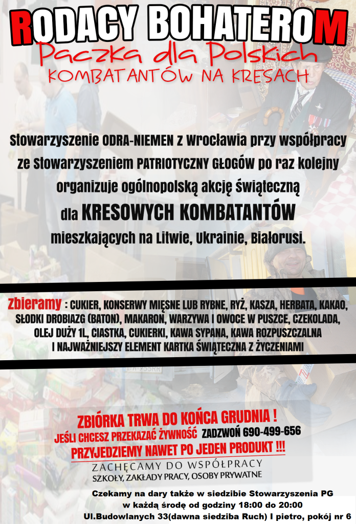 GŁOGÓW. Zbierają żywność dla kombatantów