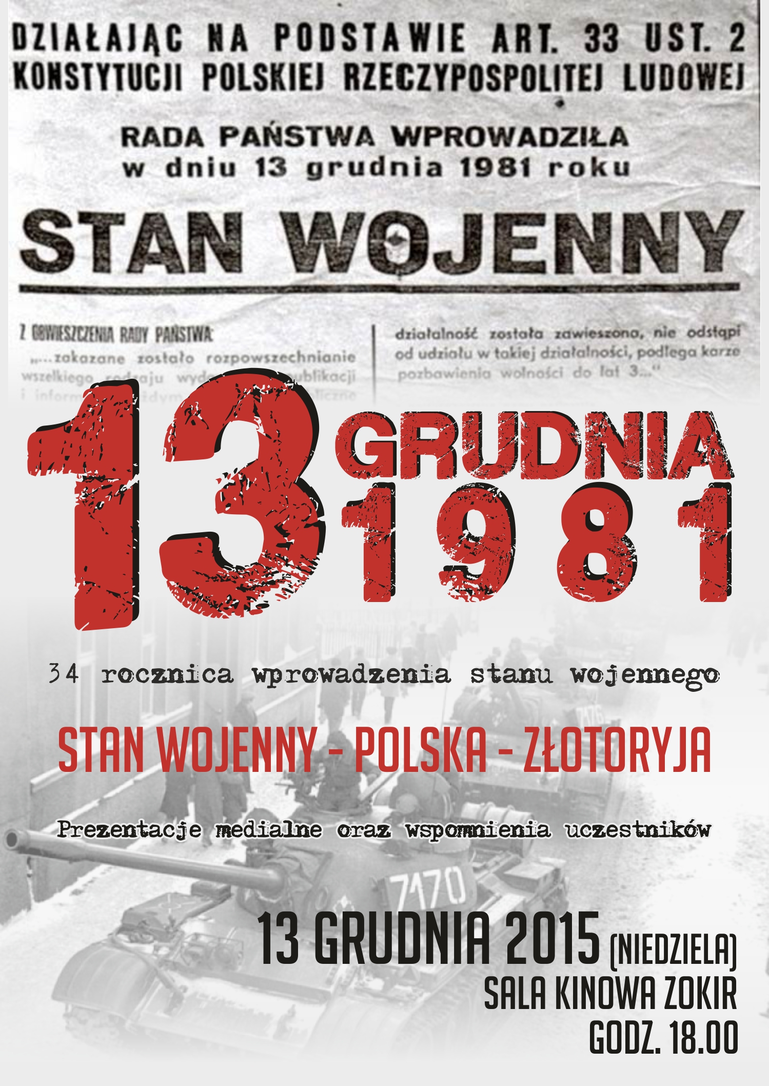 ZŁOTORYJA. Uczczą rocznicę wybuchu stanu wojennego