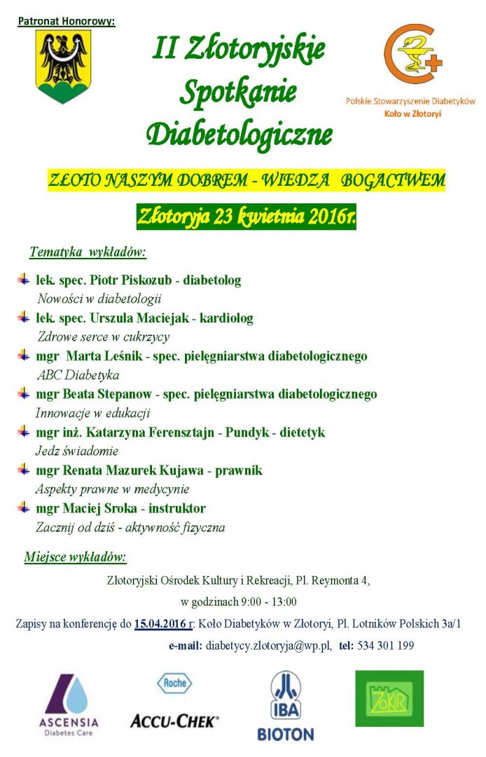 ZŁOTORYJA. Porozmawiają o diabetologii