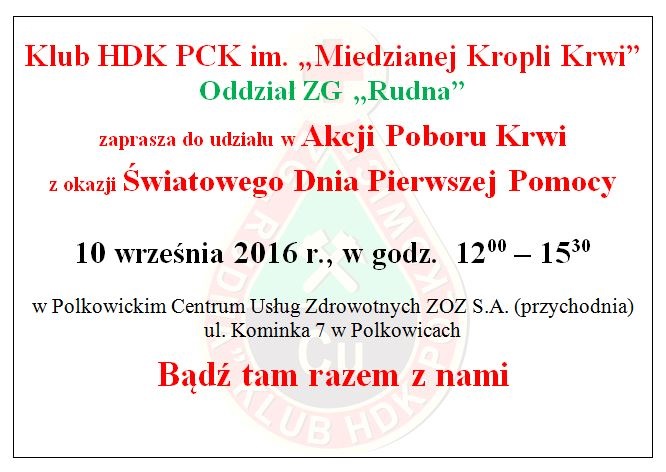 POLKOWICE. Oddajmy cenną krew