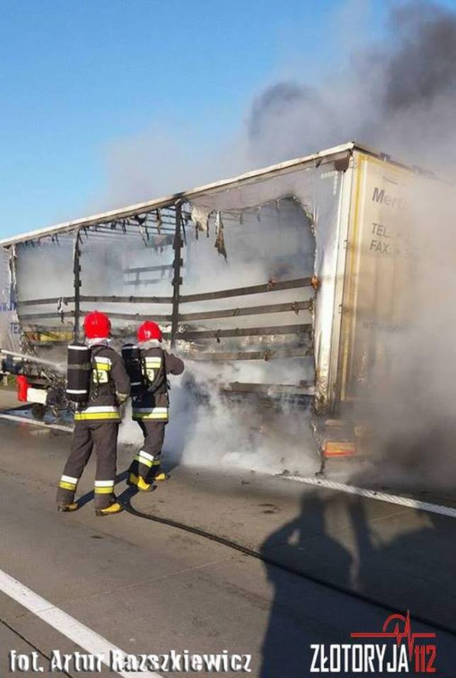 GMINA ZŁOTORYJA. Zapaliła się opona ciężarówki