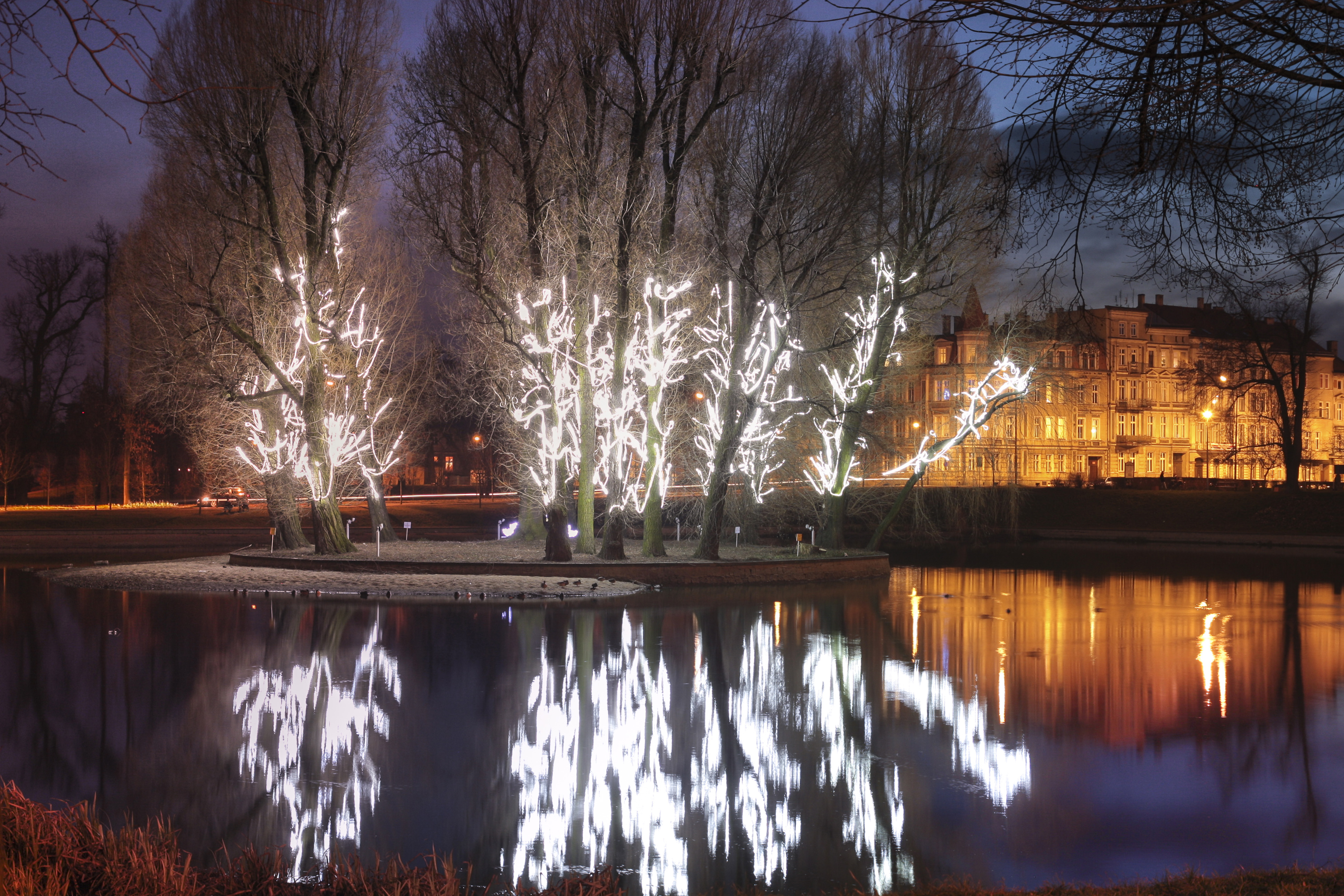 LEGNICA. Wiatr zniszczył iluminację na Kozim Stawie