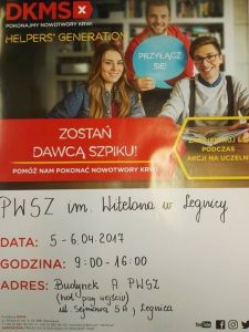 W PWSZ im. Witelona w Legnicy poszukują dawców szpiku !