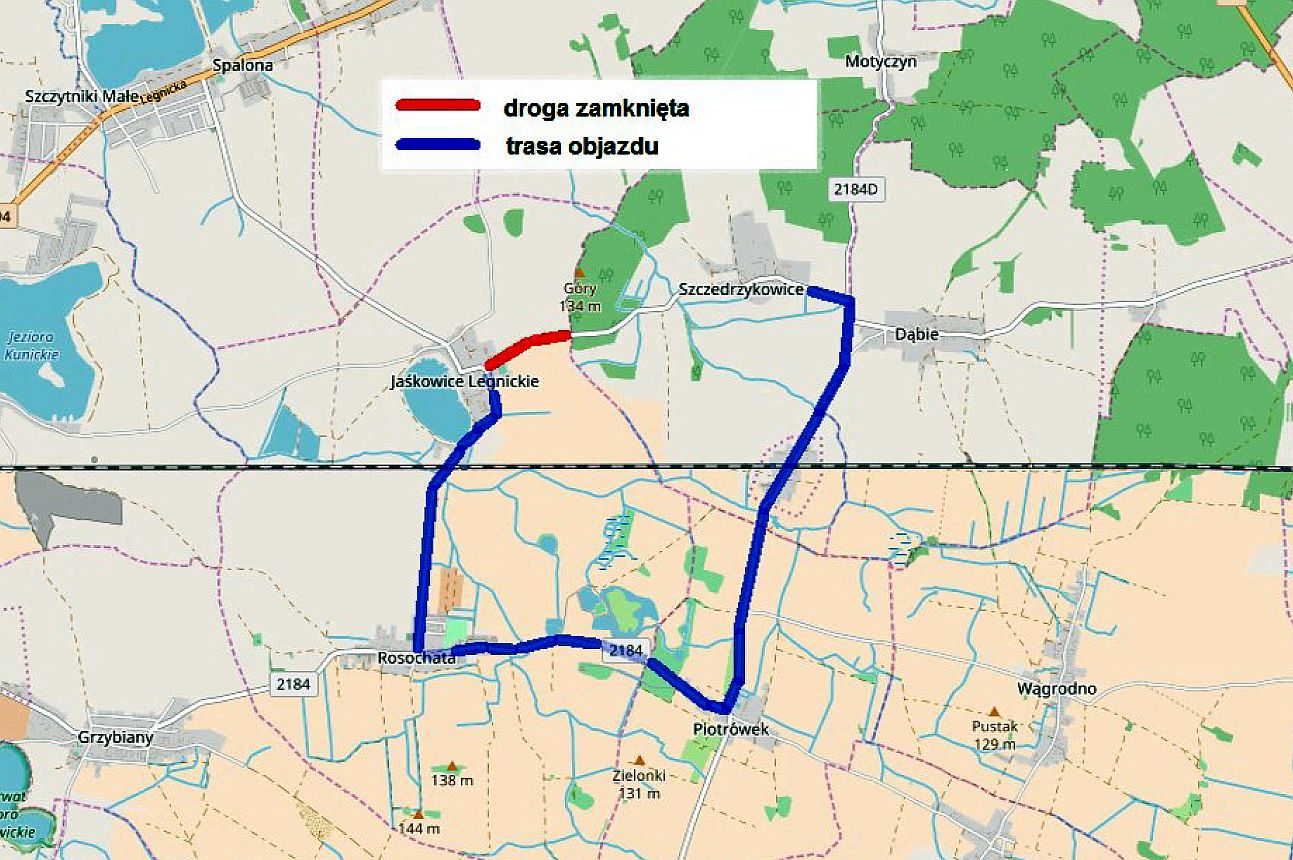 Z Jaśkowic do Szczedrzykowic objazdem
