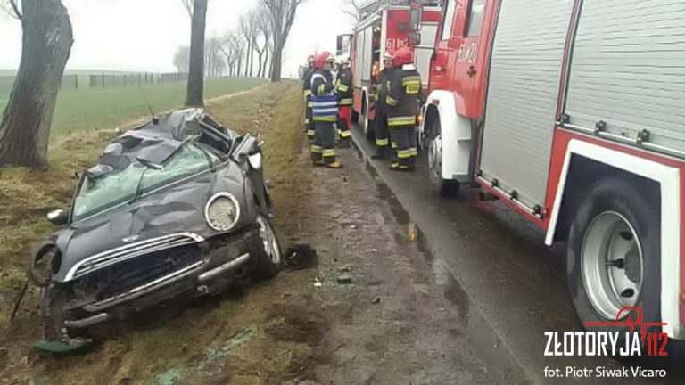 Auto w rowie, kierowca w szpitalu