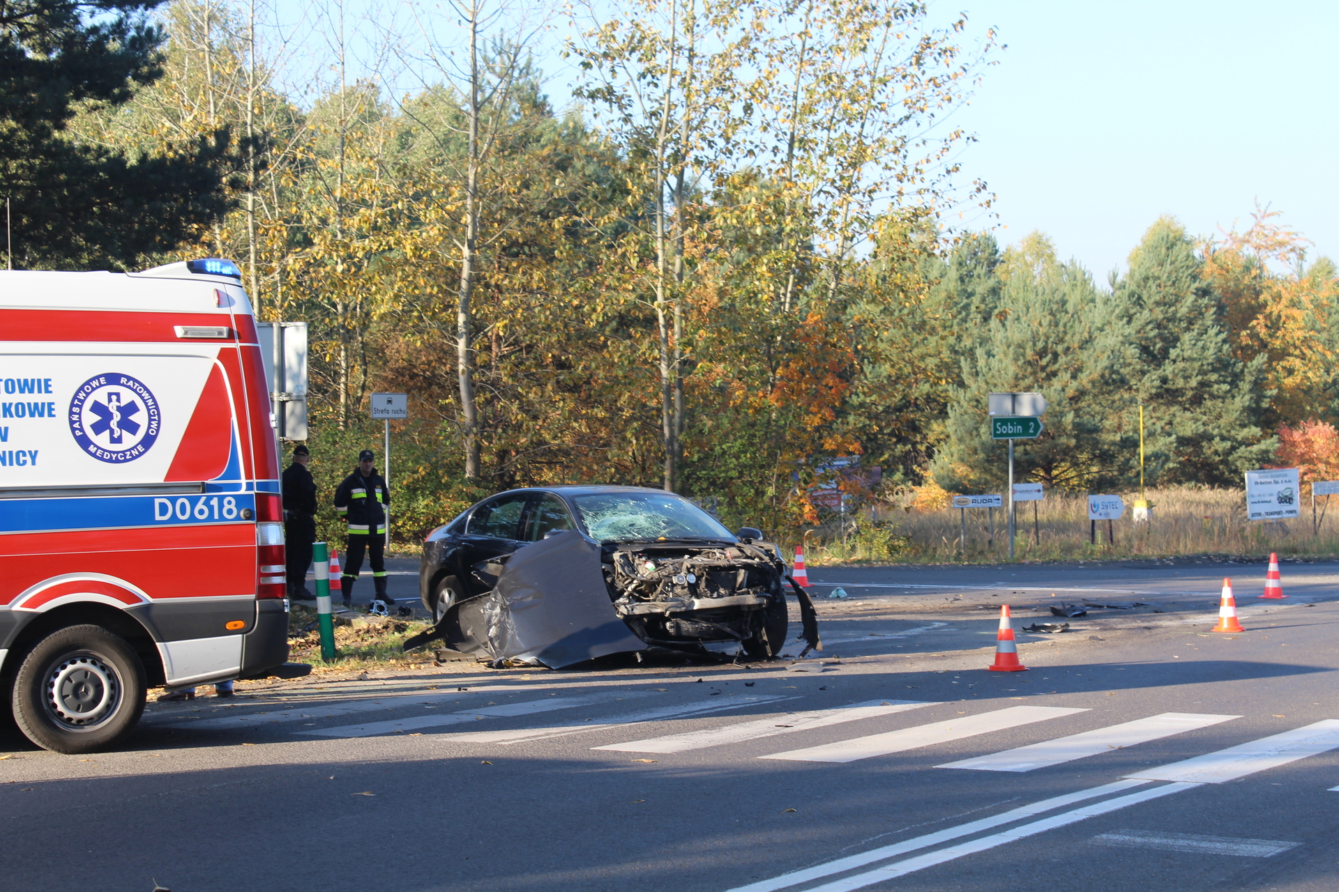 Zderzenie aut koło szybu Polkowice-Główne
