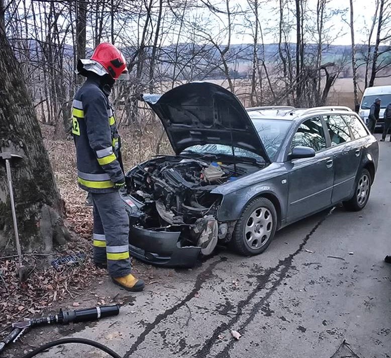 Z impetem uderzył w drzewo. Trzy osoby w szpitalu (FOTO)