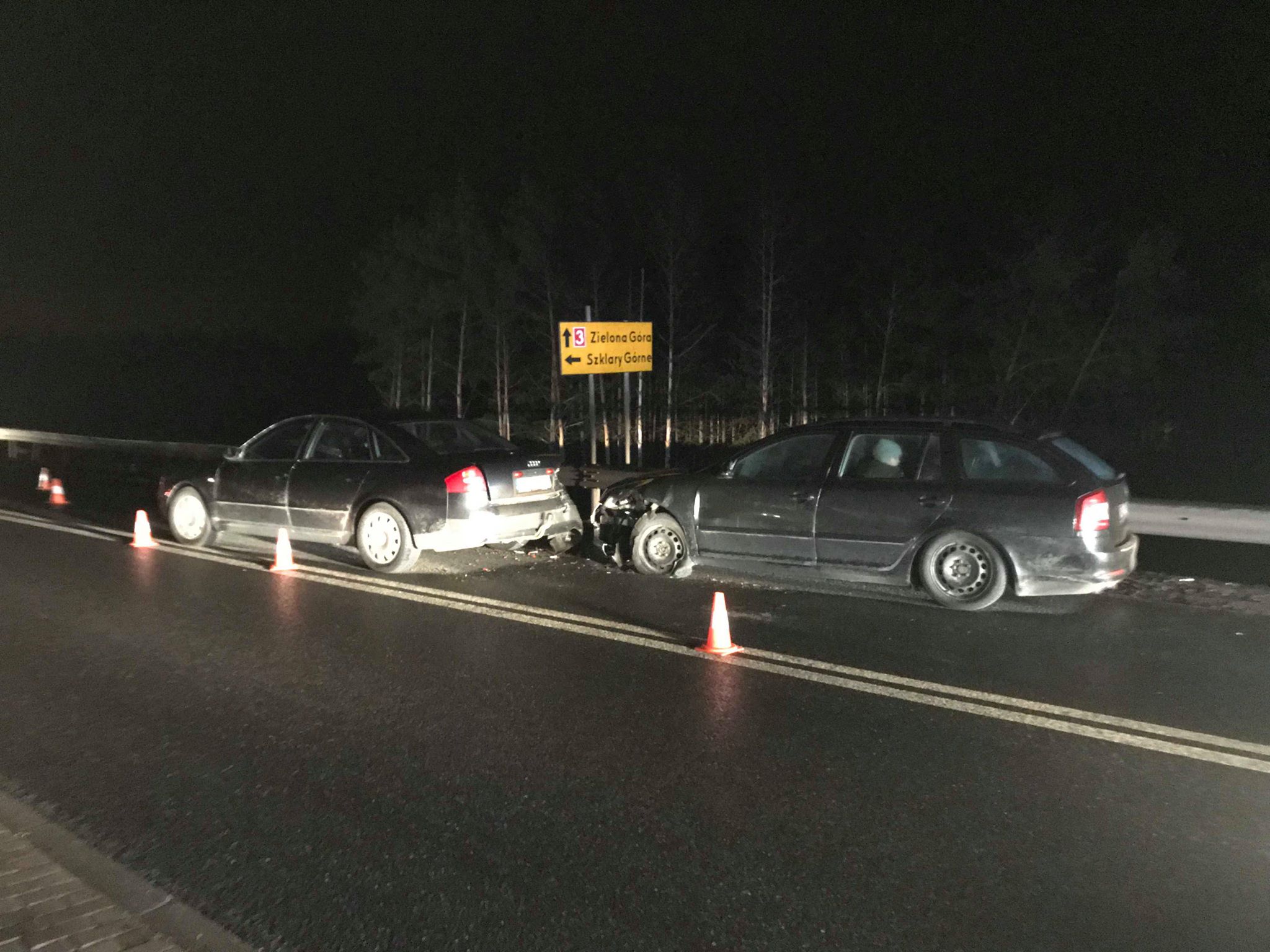 Wypadek między Lubinem a Polkowicami