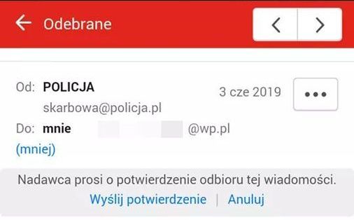 Policja przesyła wiadomość? To może być wirus