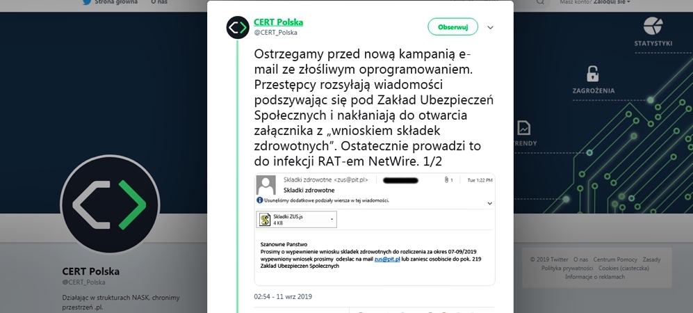 Oszuści wysyłają fałszywe informacje z groźnym wirusem!