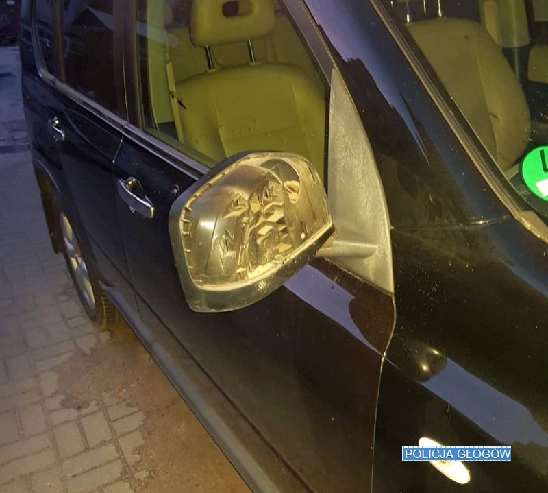 Wyżył się na samochodowych lusterkach  