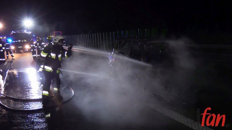 Renault w ogniu, A4 była zablokowana (FOTO, WIDEO)