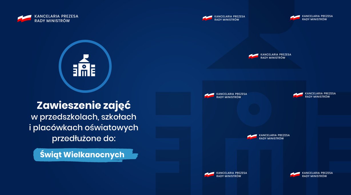 Stan epidemii, szkoły zamknięte do Wielkanocy