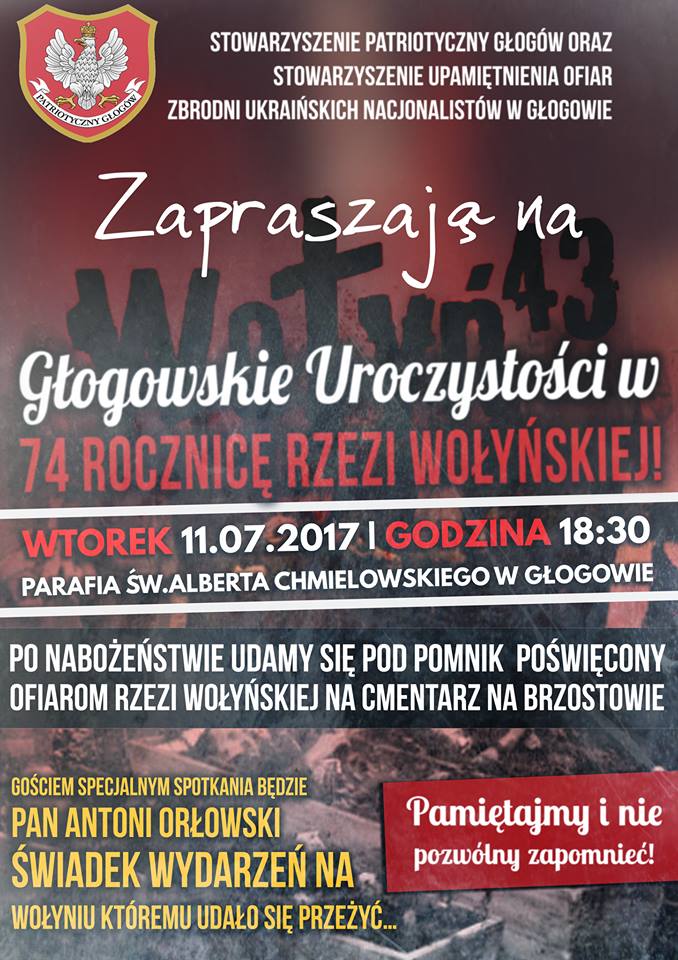 Głogowskie obchody 74. rocznicy Rzezi Wołyńskiej