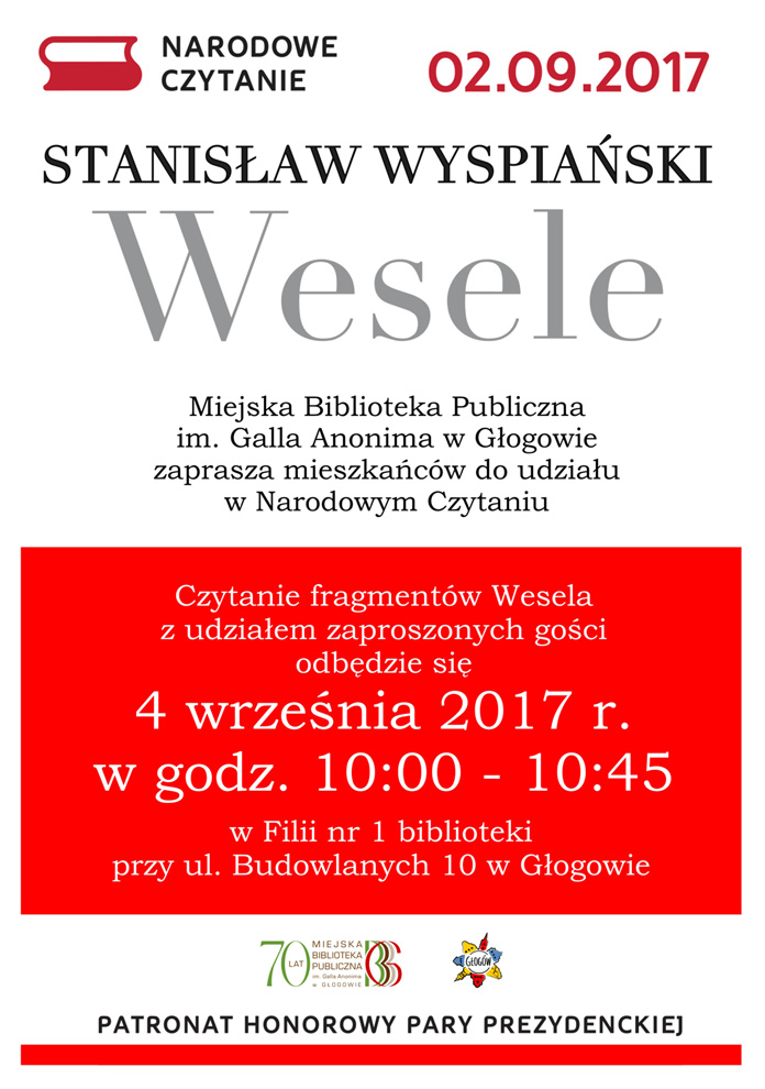 W poniedziałek Narodowe Czytanie w Głogowie